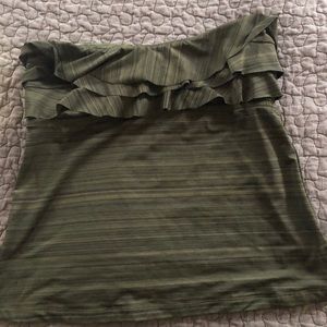 Strapless green bathing suit top